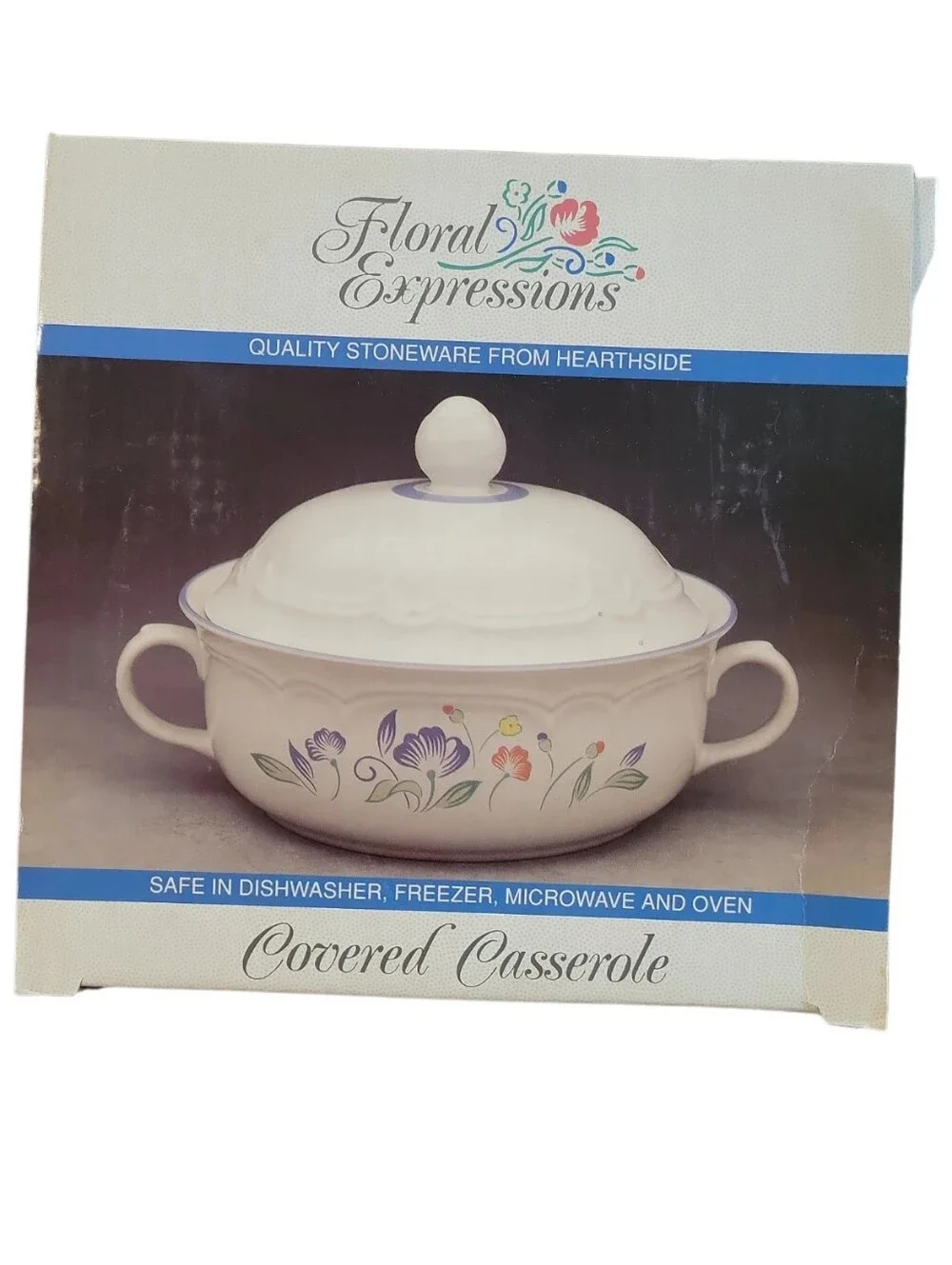NWT Vtg 70's Hearthside Floral Expressions Covered Casserole NIB